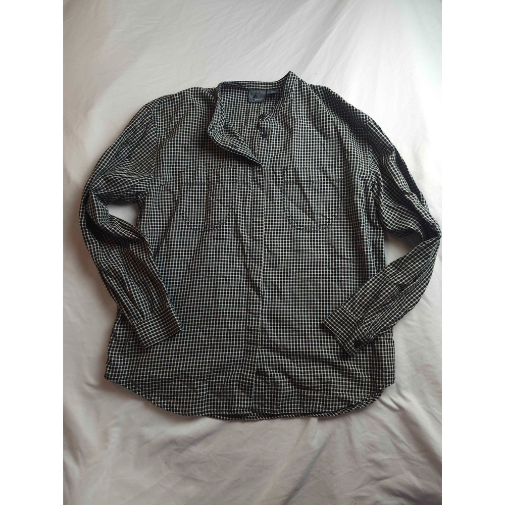Lizwear Shirt Womens Medium Black Checkered Button Up Long Sleeve Pockets Casual